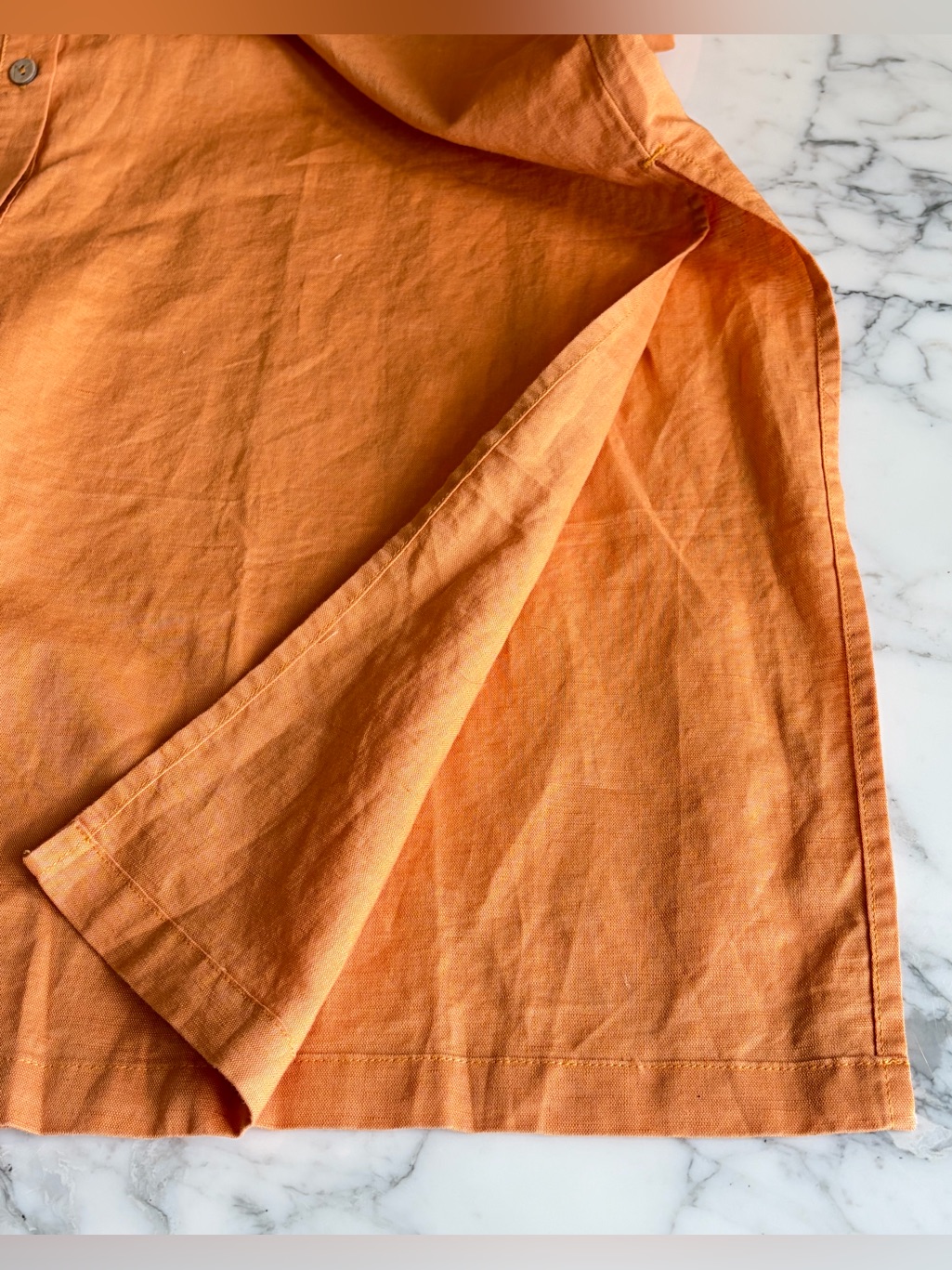 Nwt Grae Cove Blair Linen/Cotton Maxi Shirtdress Cap Sleeve Size Xl Melon Orange — image 7 of 8